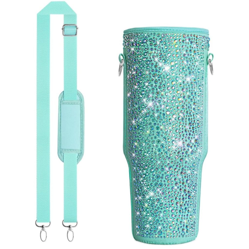 Neoprene & Rhinestone Cover with Shoulder Strap for 40oz Stanley Cup