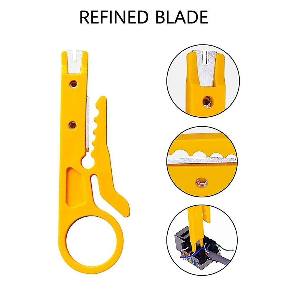 Network Crimping Tool For RJ45 Pass-Through Connectors with Wire Stripper