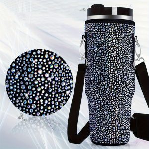 Neoprene & Rhinestone Cover with Shoulder Strap for 40oz Stanley Cup - Image 10