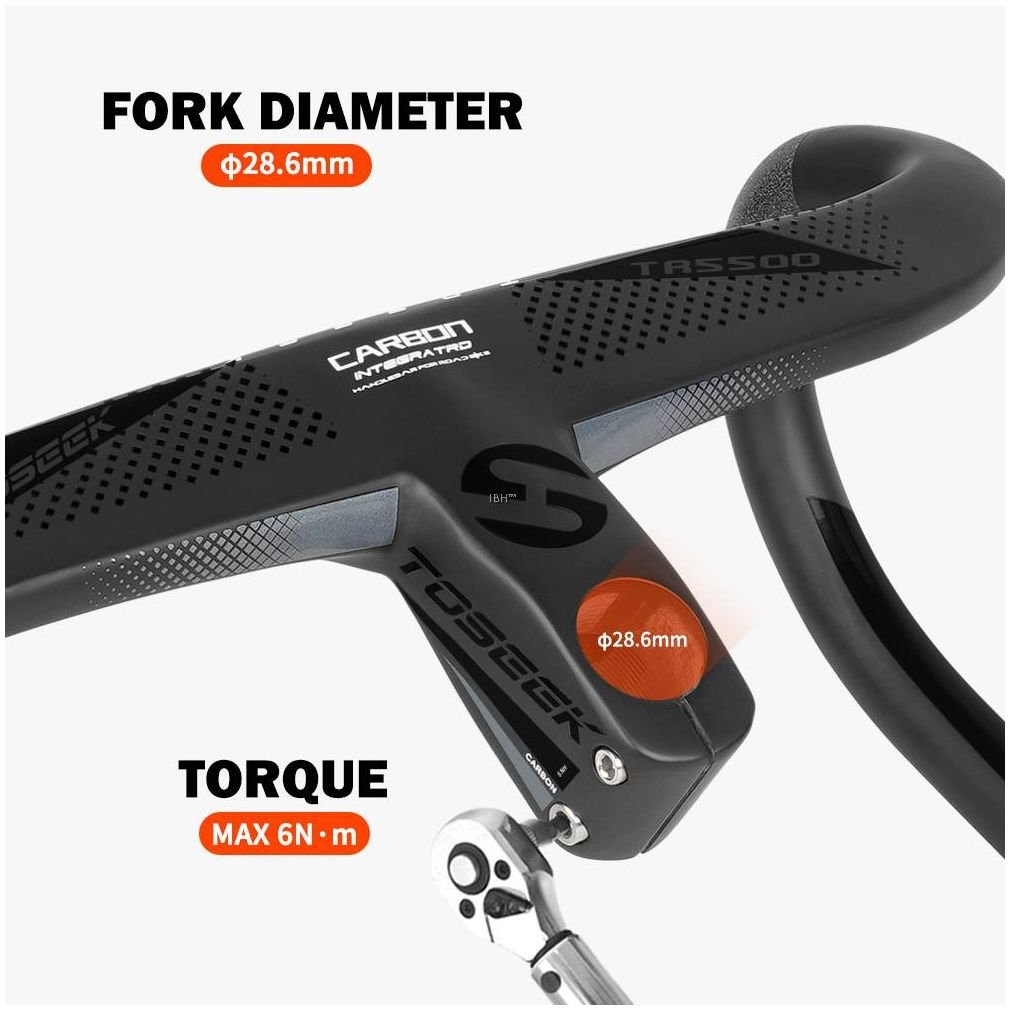 TOSEEK TR5500 Carbon FULLY Integrated Road Bar - 440mm Wide - 90mm Stem