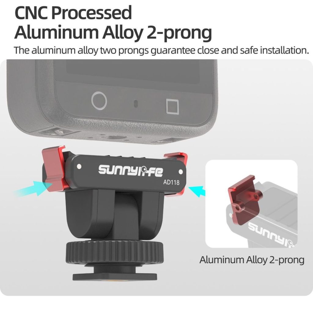 Sunnylife Adjustable Magnetic Cold Shoe Adapter for Osmo 360 /Action 5 Pro