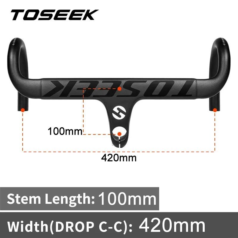 TOSEEK TR2200 Carbon Integrated Road Bar - 420mm Wide - 100mm Stem