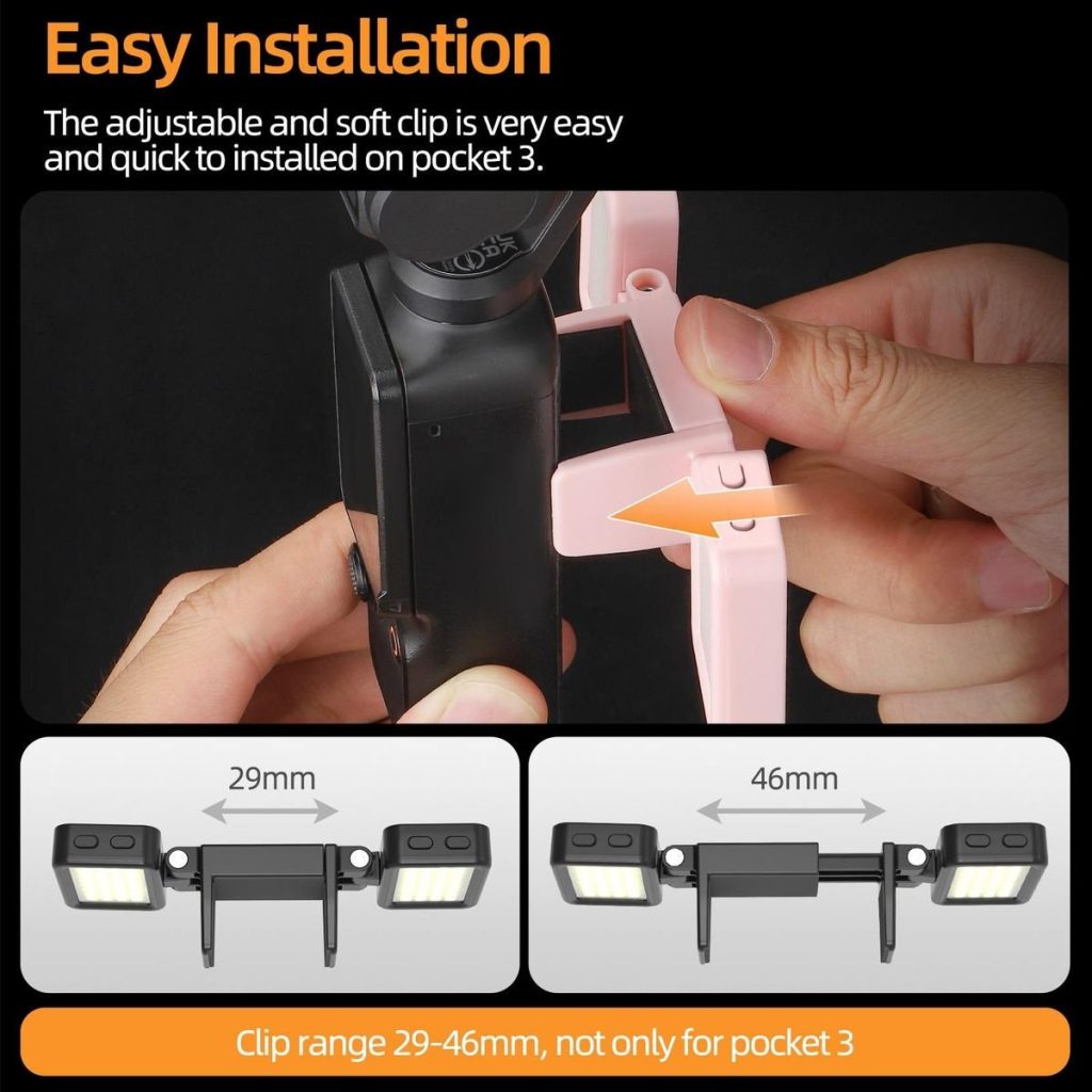 Sunnylife Adjustable Dual Fill Light for DJI Osmo Pocket 3 (Black)