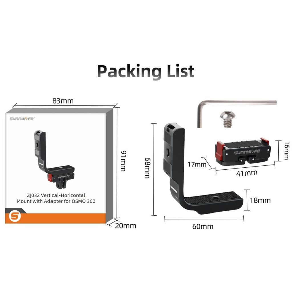 Sunnylife Vertical/Horizontal Mount with Magnetic Adapter for Osmo 360