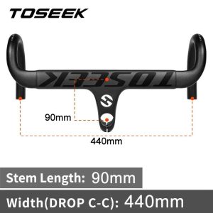 TOSEEK TR2200 Carbon Integrated Road Bar - 440mm Wide - 90mm Stem - Image 11