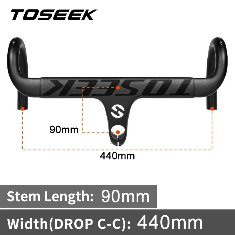 TOSEEK TR2200 Carbon Integrated Road Bar - 440mm Wide - 90mm Stem