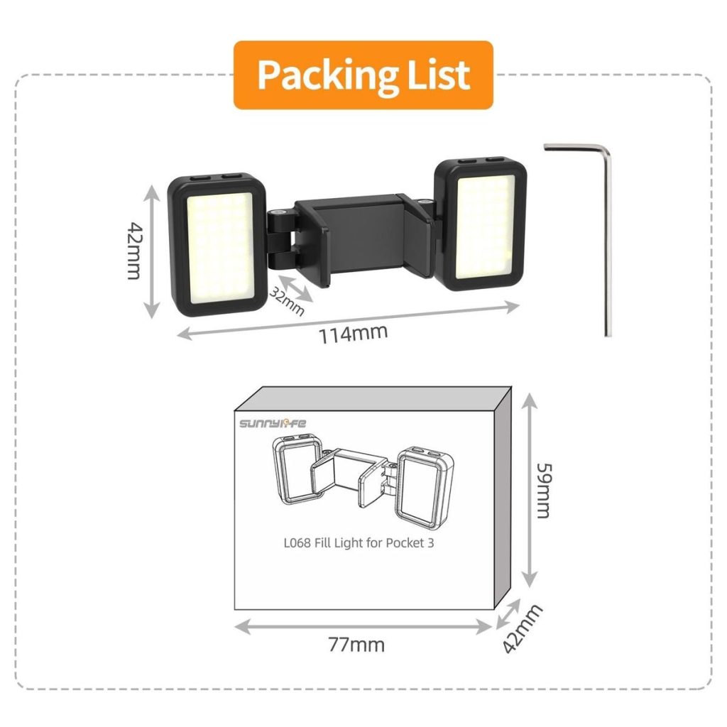 Sunnylife Adjustable Dual Fill Light for DJI Osmo Pocket 3 (Black)