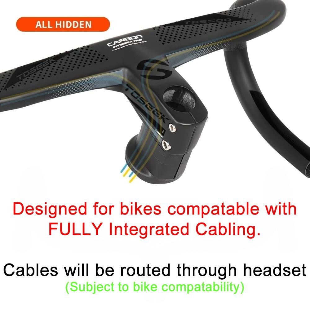 TOSEEK TR5500 Carbon FULLY Integrated Road Bar - 440mm Wide - 90mm Stem
