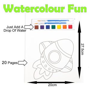 Water Paint Colouring Book Set - 20 page (Exploring Space) - Image 2