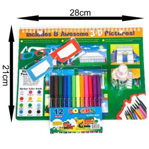 3D Colouring Set with 12 Markers, 3D Glasses & Spray Bottle (Landmarks) - Image 2