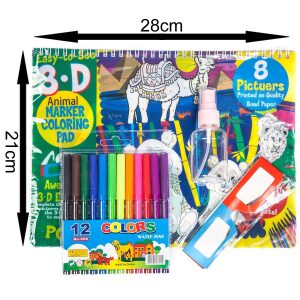 3D Colouring Set with 12 Markers, 3D Glasses & Spray Bottle (Animals) - Image 2