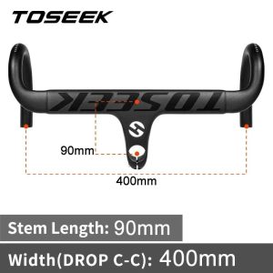 TOSEEK TR2200 Carbon Integrated Road Bar - 400mm Wide - 90mm Stem - Image 2