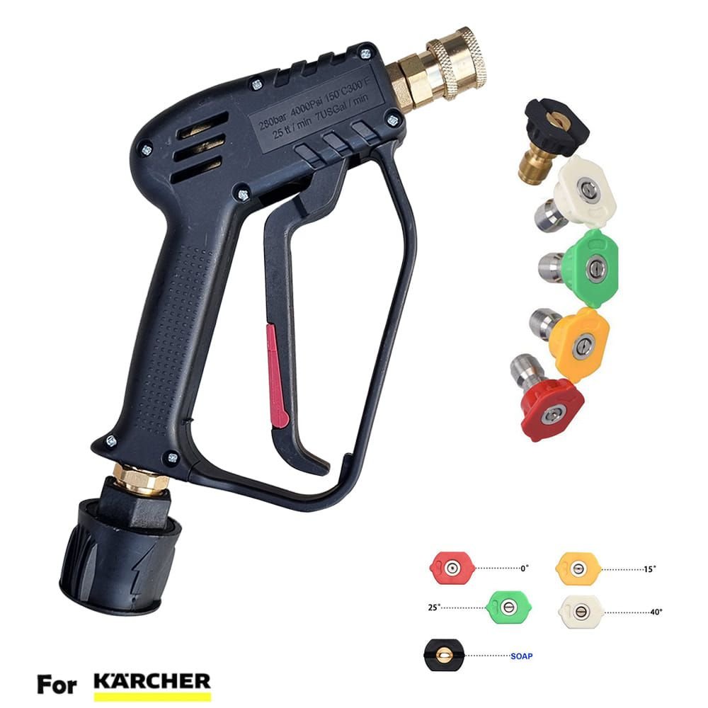 High-Pressure Washer Trigger Gun with 5 Nozzle Tips + Kärcher Adapter