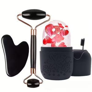 3-in-1 Facial Set - Refillable Ice Roller + Gua Sha + Dual-End Face Roller - Image 2