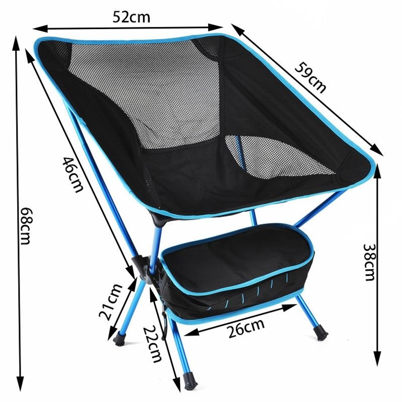 Feather-Light Camping Chair (Aircraft Grade Anodized Aluminum Frame) Blue