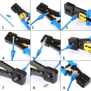 RJ45 Crimping Tool For Pass-Through Connectors With Extra Wire Stripper - Image 2