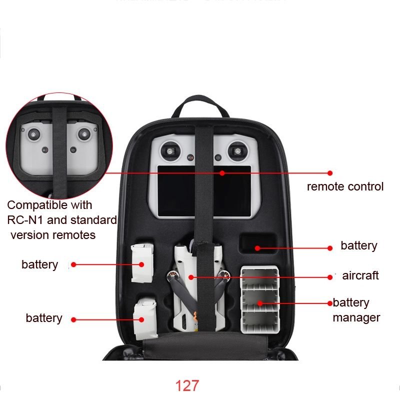 Hard-Shell Midi Backpack compatible with DJI Mavic Mini 3 PRO Brushed Grey