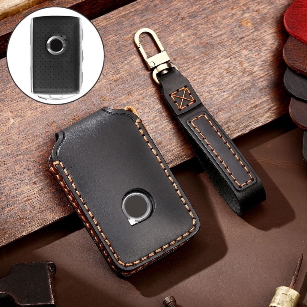 Hallmo Genuine Leather Car Key Cover for Volvo XC40/60/90 2017 & Newer