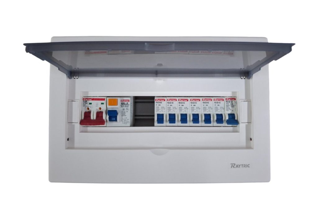 Raytric 12 Way Din Populated Flush PVC Distribution Box ( Metal Base )