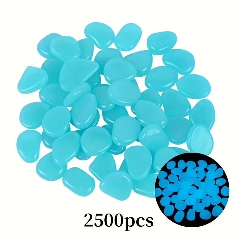 Glow-in-the-Dark Resin Pebbles - Aqua Blue (2500-Piece)