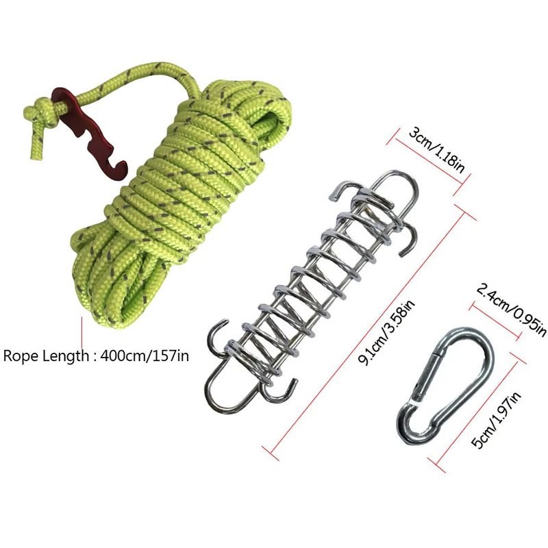 4-Pack Reflective Tie-Down Rope Kit with Shock Springs & Carabiners