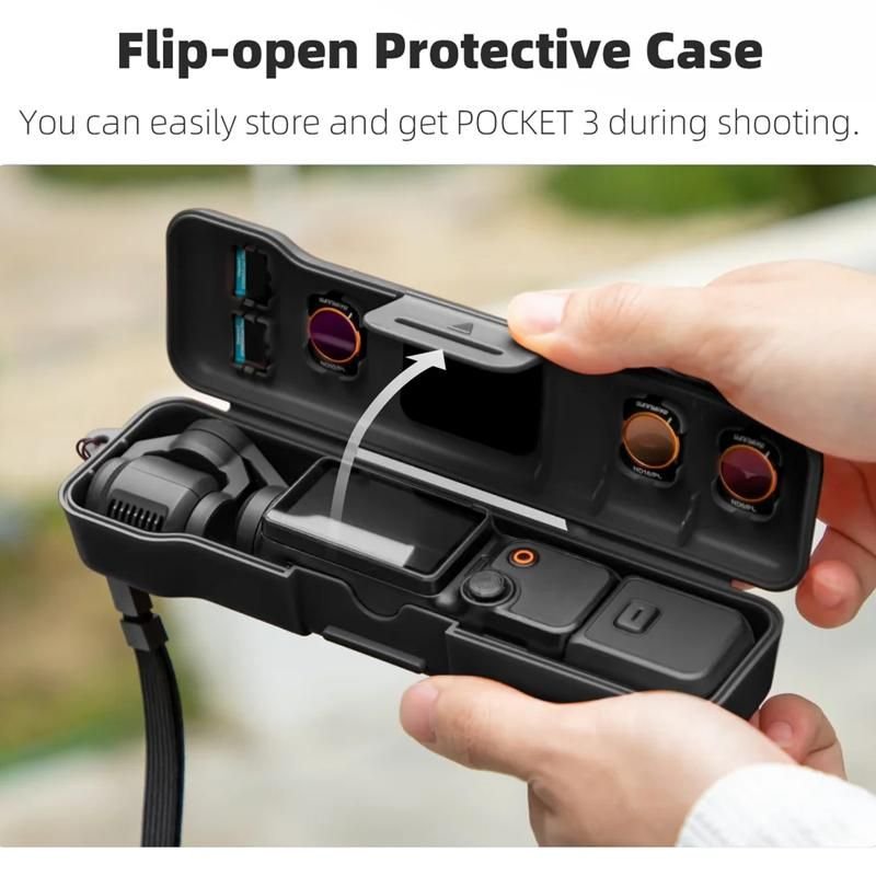 Sunnylife Hard Protective Case for DJI Osmo Pocket 3 - Black (with Lanyard)