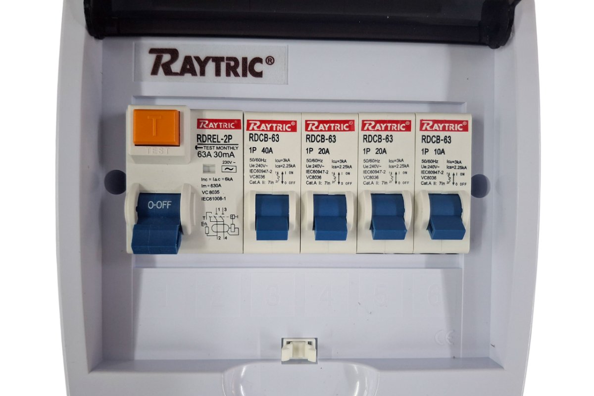 Raytric 6-Way DIN Populated Surface PVC Distribution Board Box - Image 2