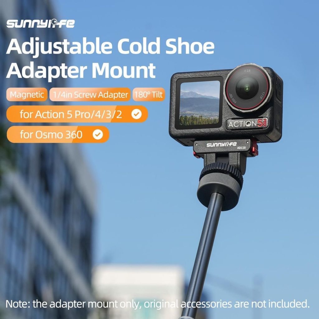 Sunnylife Adjustable Magnetic Cold Shoe Adapter for Osmo 360 /Action 5 Pro