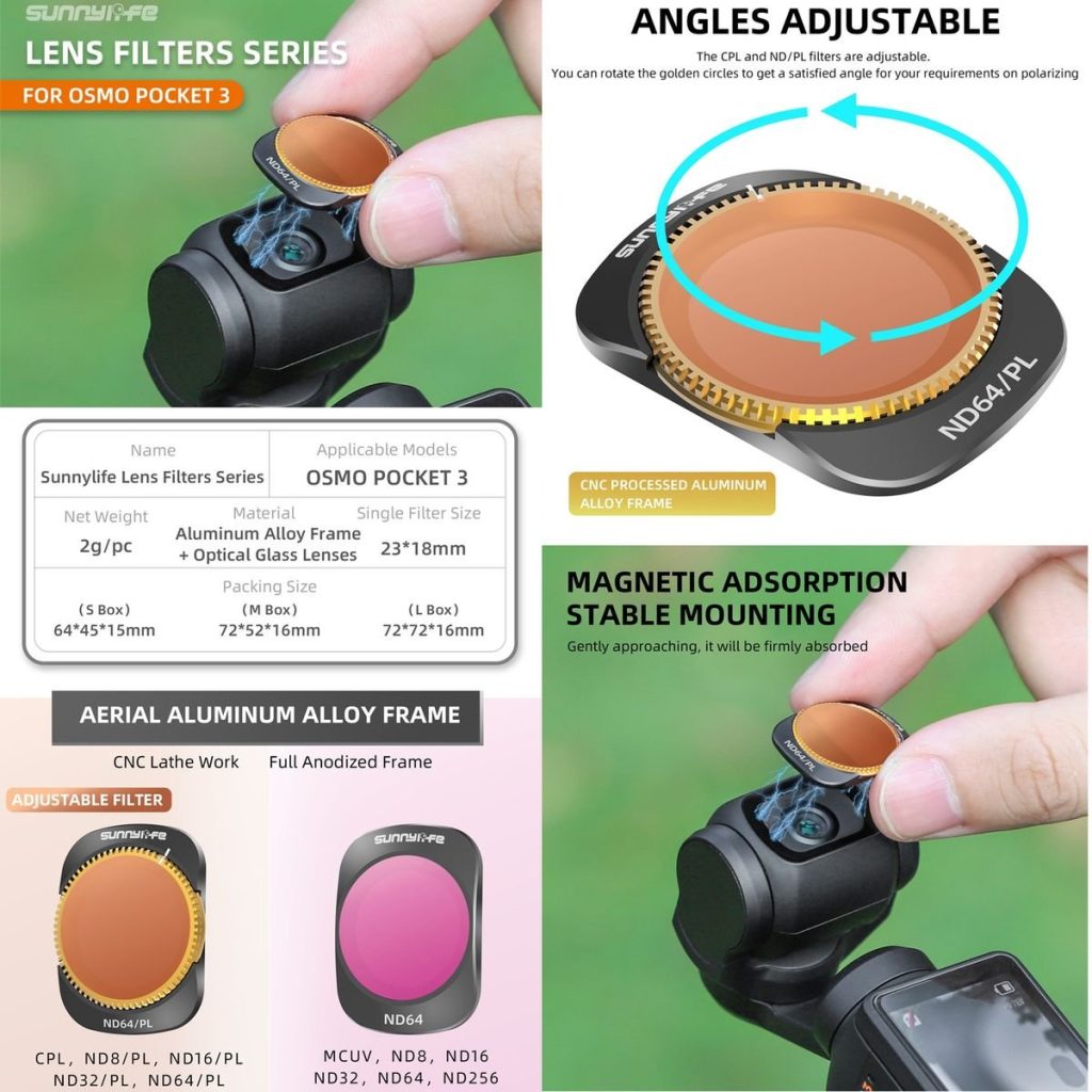 6pc SunnyLife ND Filter Set for DJI Osmo Pocket 3