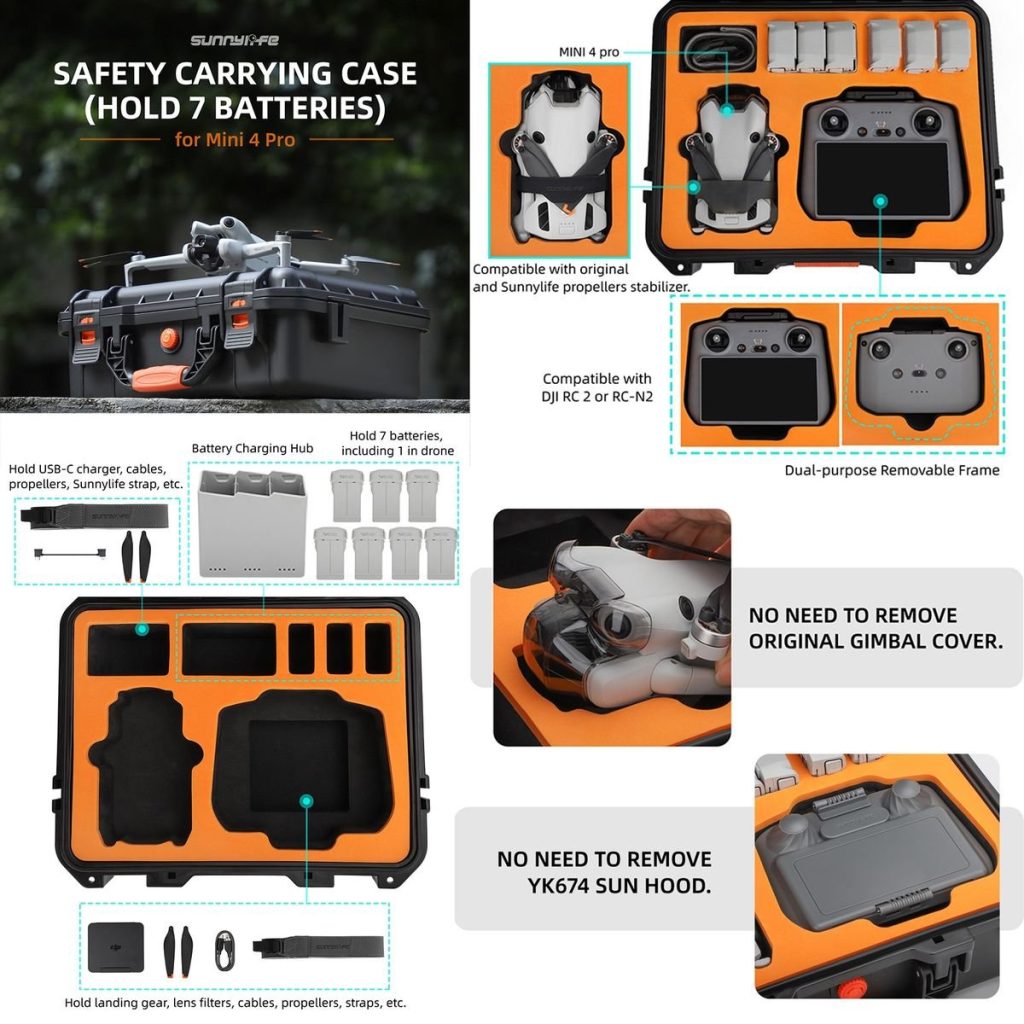 SunnyLife ABS Hard Shell Waterproof Case for DJI Mini 4 Pro