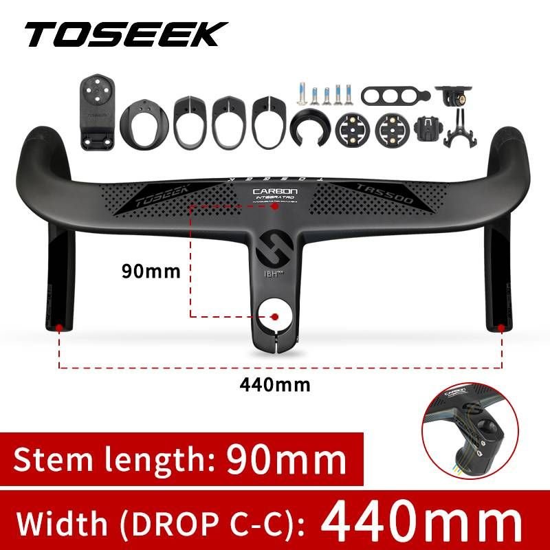TOSEEK TR5500 Carbon FULLY Integrated Road Bar - 440mm Wide - 90mm Stem