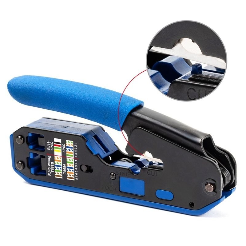 RJ45 RJ12 RJ11 Modular Crimper Standard-Crimp With Extra Wire Stripper