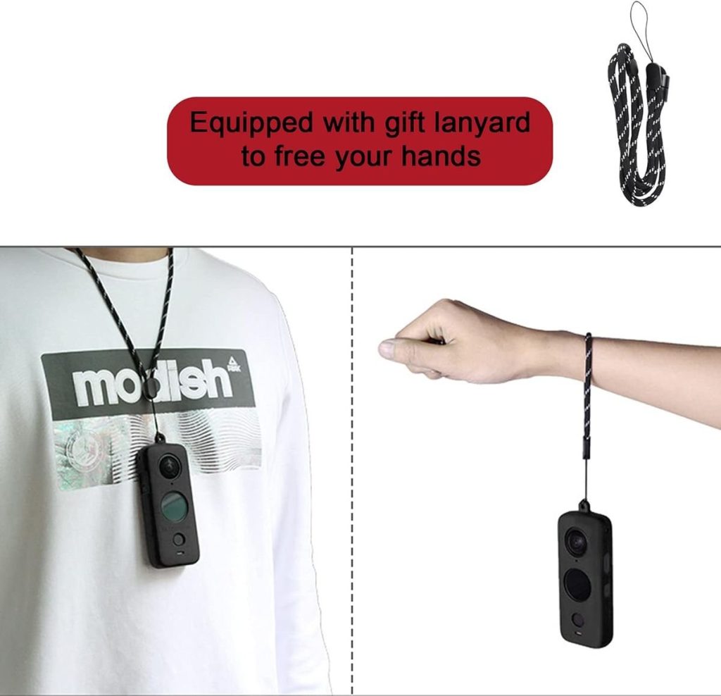 SunnyLife Silicone Cover with Lanyard for Insta360 ONE X2 - Black