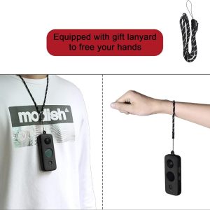 SunnyLife Silicone Cover with Lanyard for Insta360 ONE X2 - Black - Image 3
