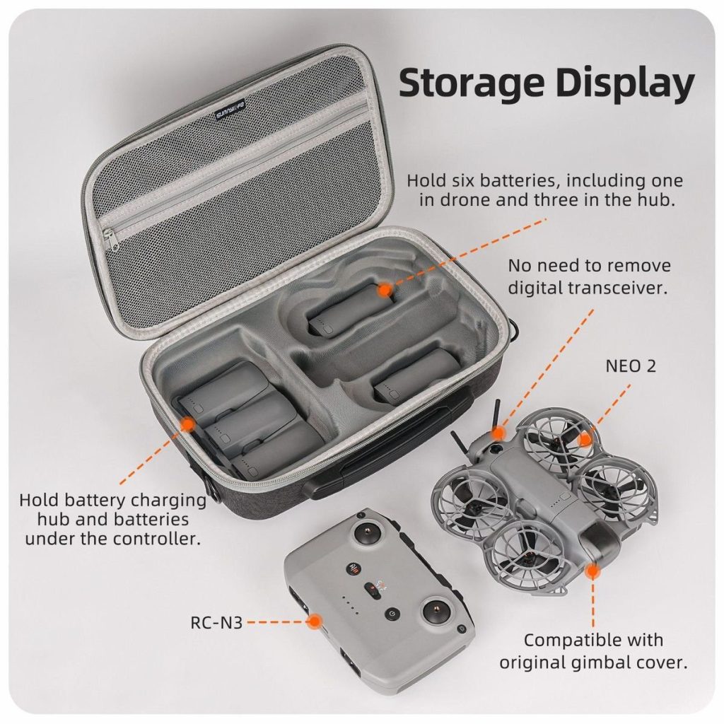 SunnyLife Carry Case Compatible With DJI Neo 2 with Shoulder Strap