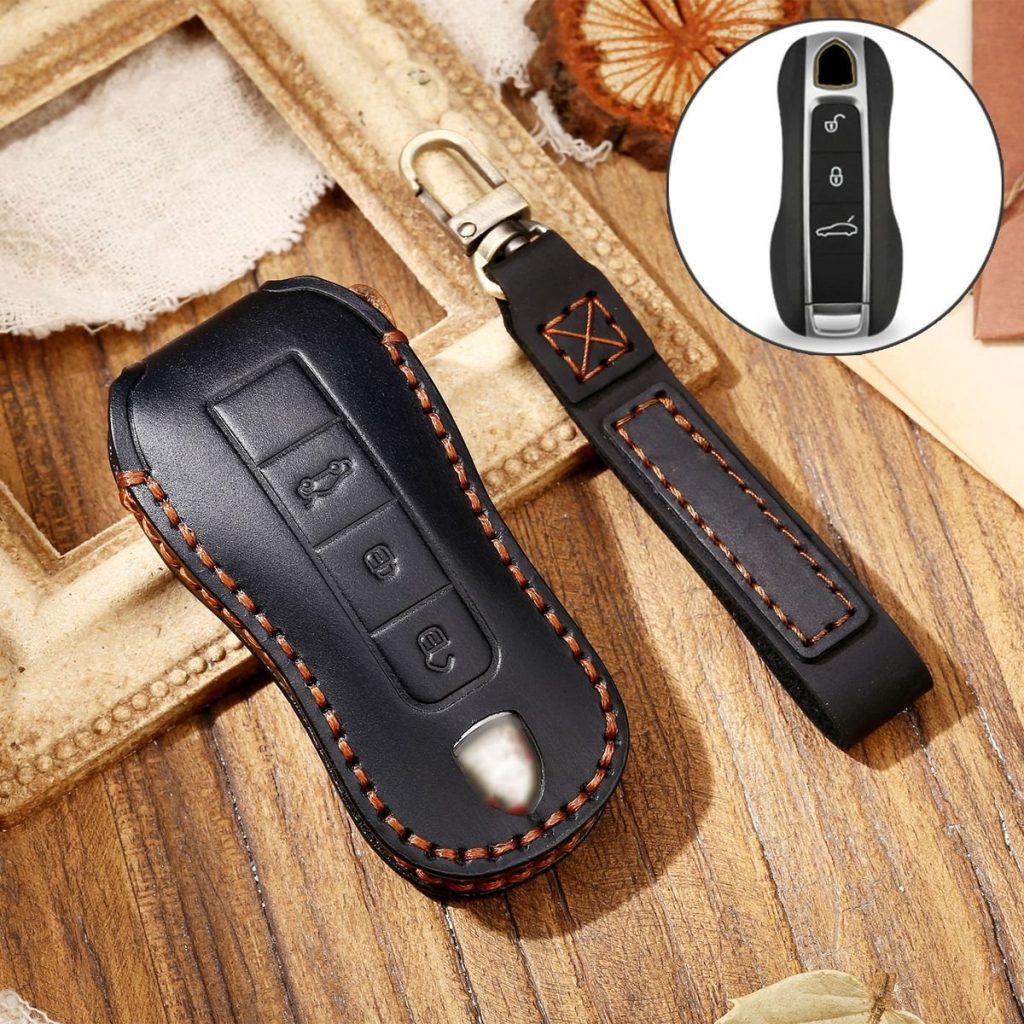 Hallmo Genuine Leather Car Key Cover For Porsche