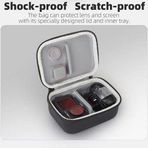Sunnylife Hard Carry Case for DJI Osmo Action 5/4/3-Black with Carabiner - Image 3