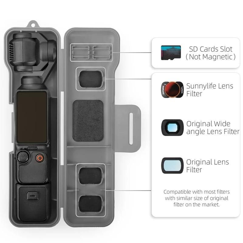 Sunnylife Hard Protective Case for DJI Osmo Pocket 3 - Black (with Lanyard)