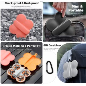 SunnyLife Hard Protective Case for DJI Neo - Black (with Carabiner) - Image 3