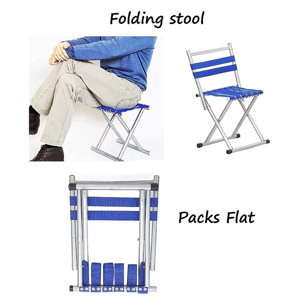 2 Pack Multi-Purpose Folding Stools with Backrest - Image 3