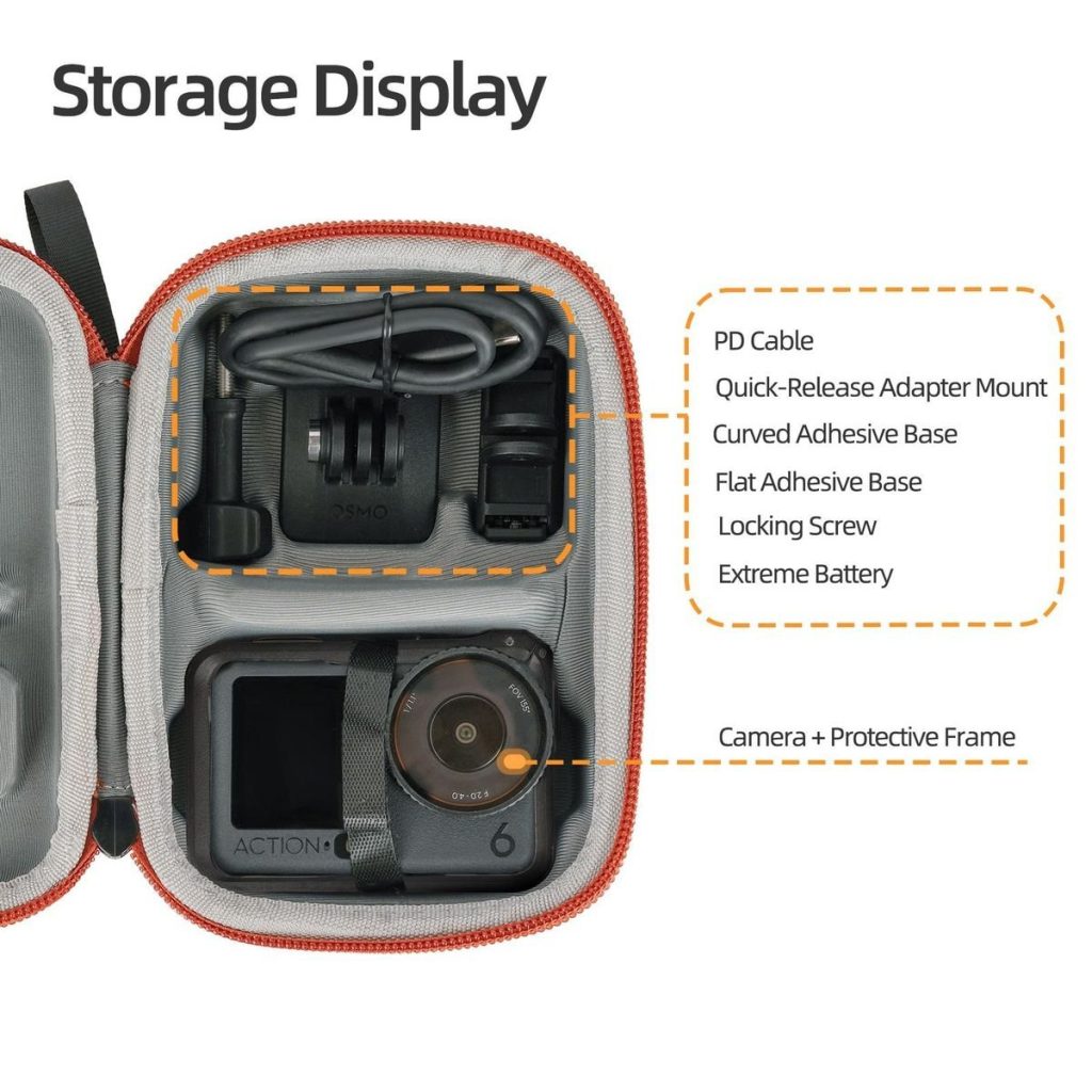 Sunnylife Hardshell Case Compatible With Osmo Action 6/5 Pro /4 /3 (Black)