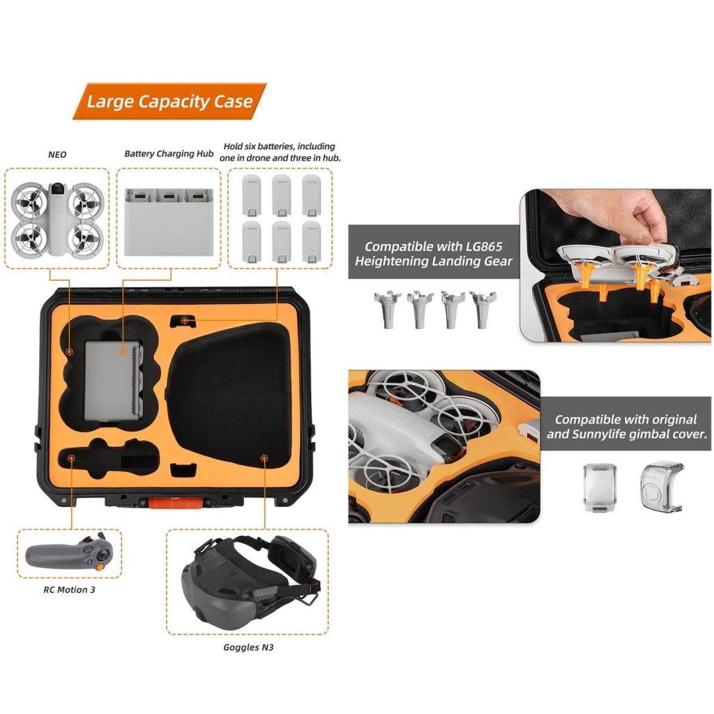 SunnyLife ABS Hard Shell Waterproof Case for DJI NEO Motion Fly More Combo