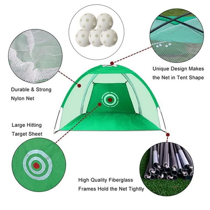Portable Golf Practice Net 200cm x 140cm with Practice Balls & Carry Bag