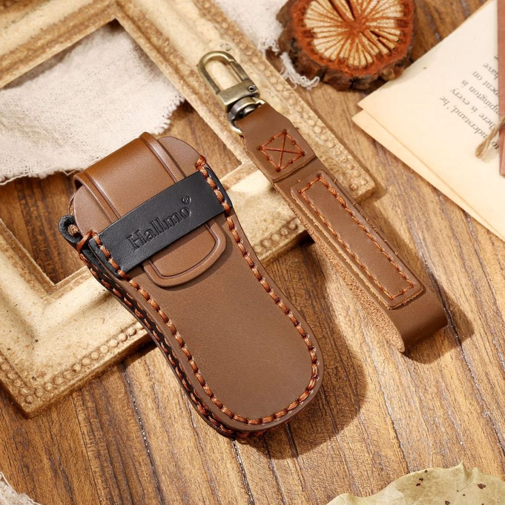 Hallmo Genuine Leather Car Key Cover For Porsche