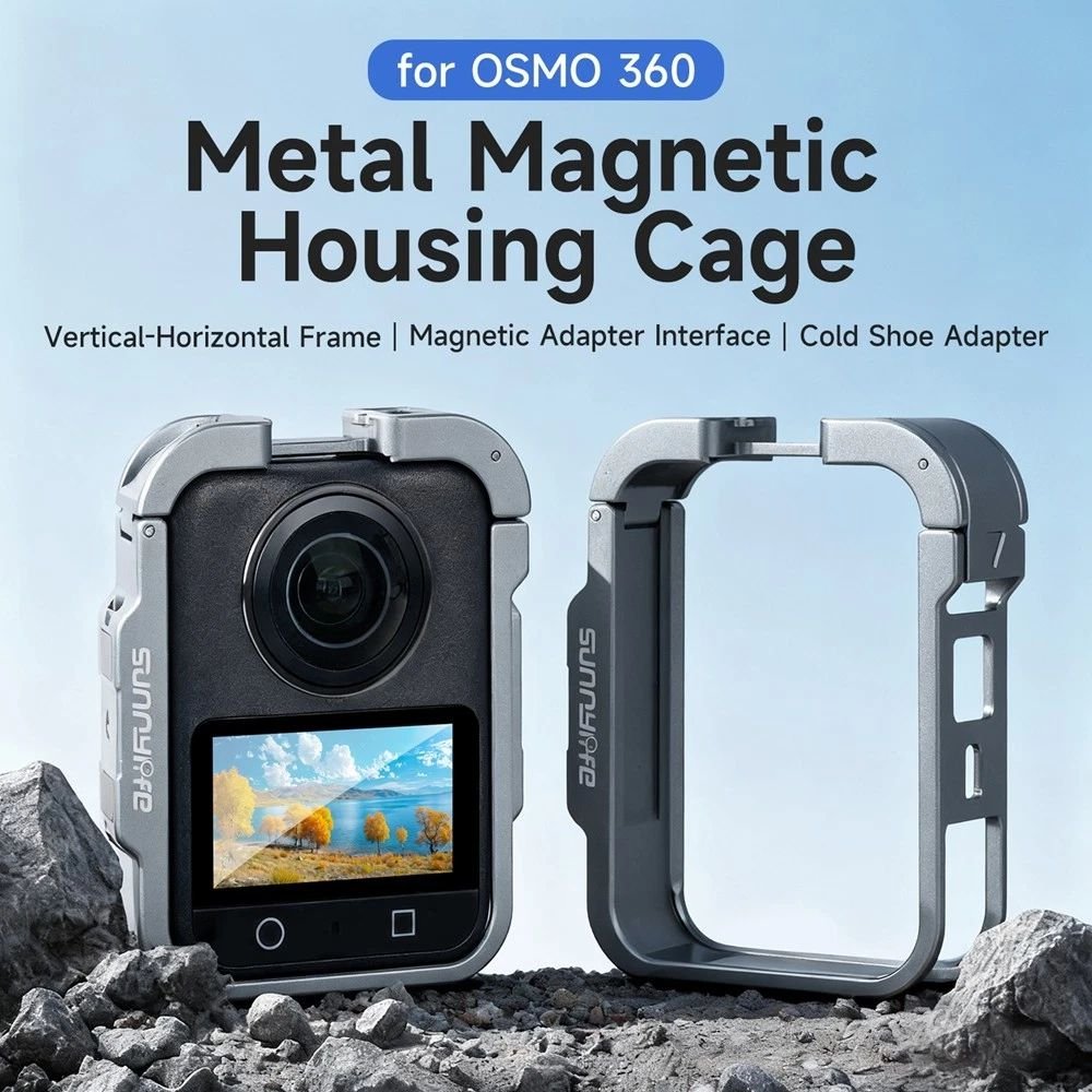 Sunnylife Aluminum Housing with Cold Shoe & Magnetic Mount for Osmo 360