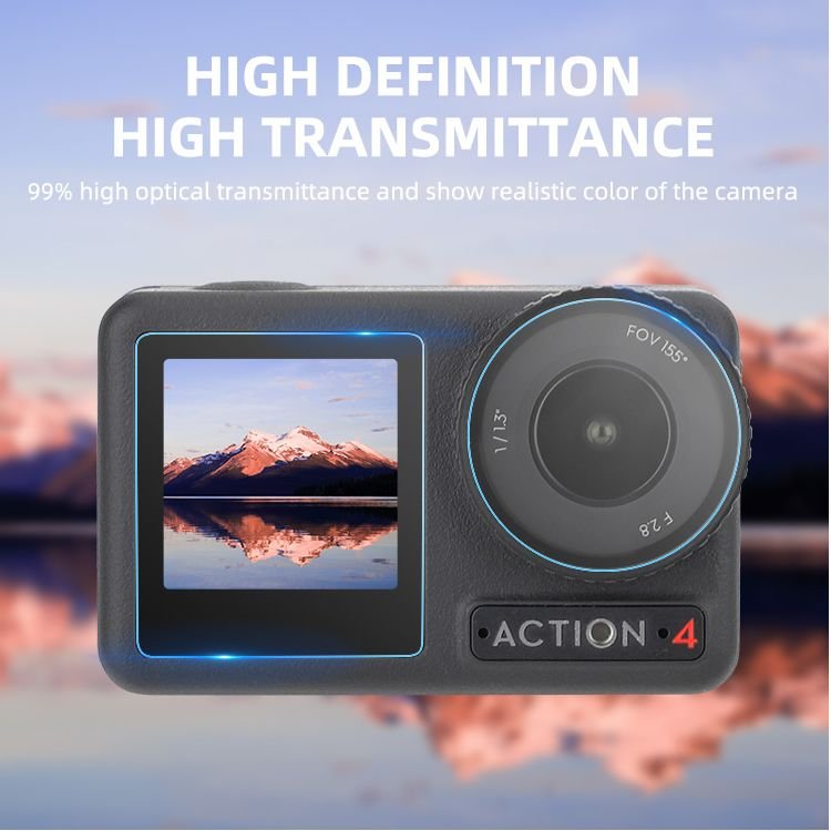 2 Sets of SunnyLife Tempered Glass Protectors for DJI Osmo Action 4