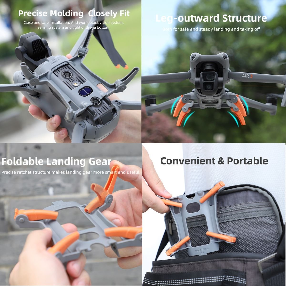 SunnyLife Spider Landing Gear for DJI Air 3 - Grey - Image 4