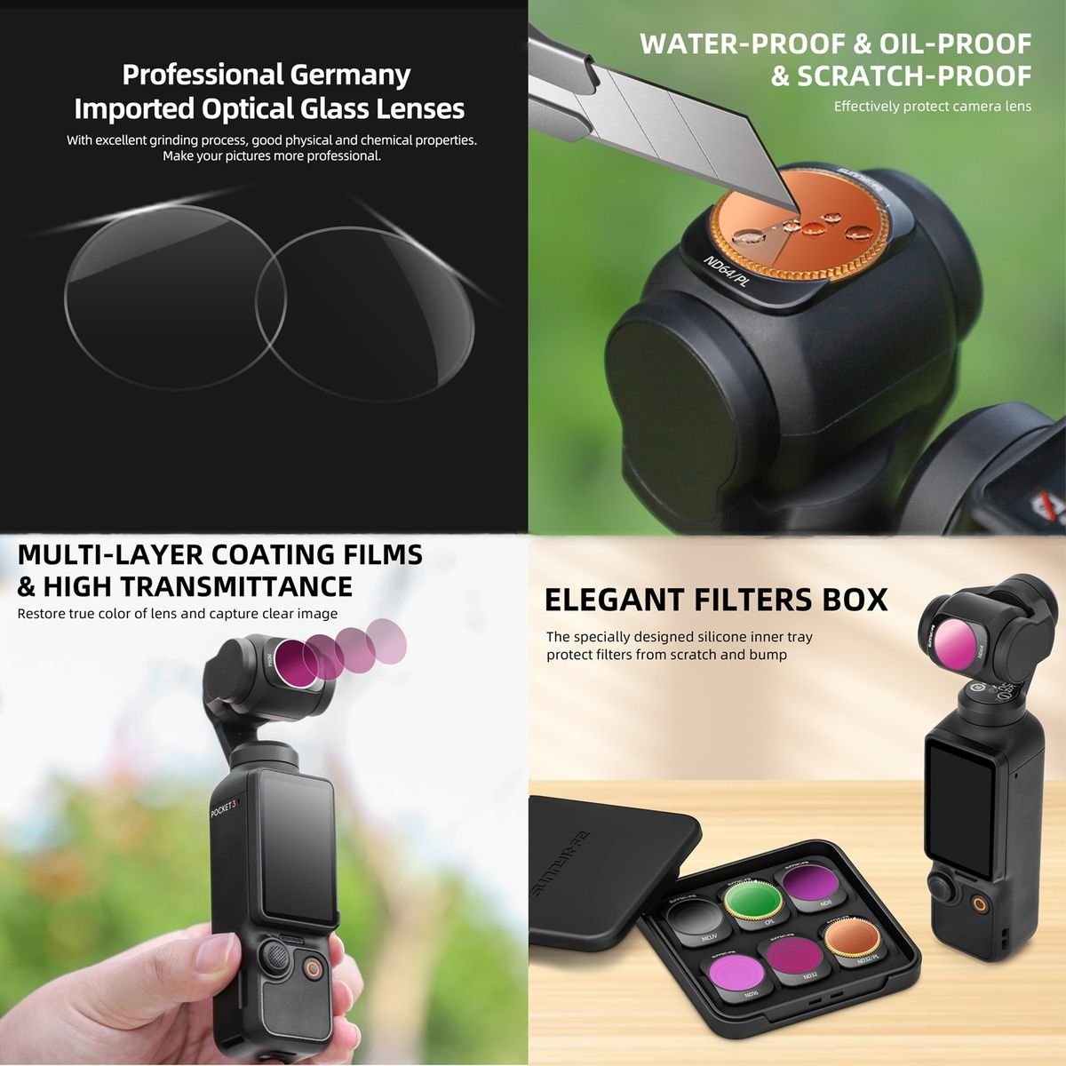 6pc SunnyLife ND Filter Set for DJI Osmo Pocket 3 - Image 4