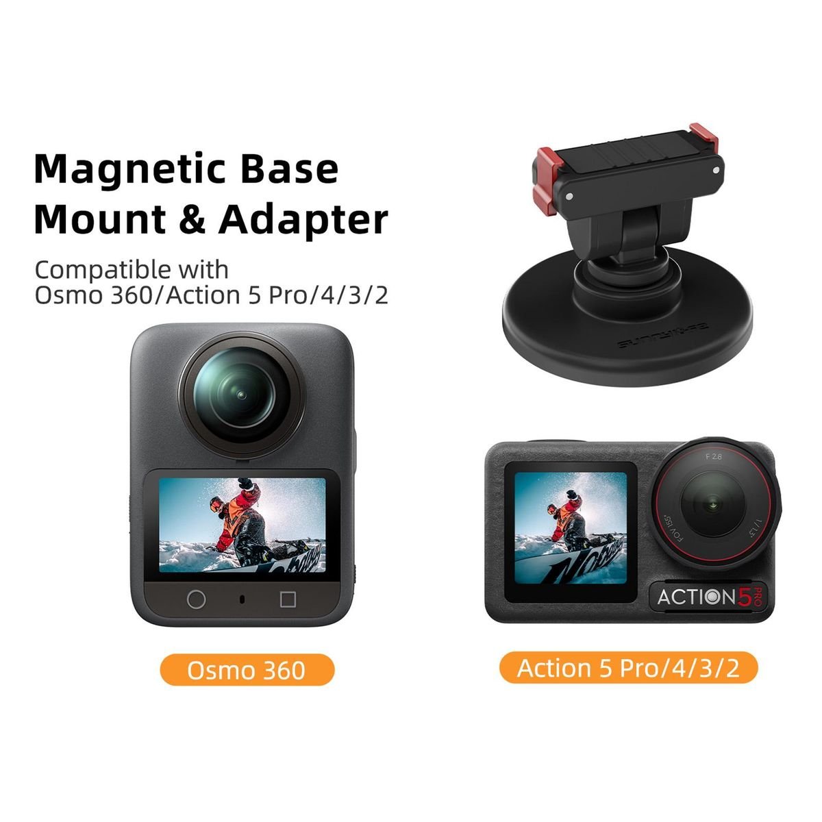 Sunnylife Quick-Release Magnetic Base compatible DJI Osmo 360 / Action 5Pro - Image 4