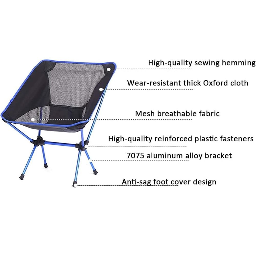 Feather-Light Camping Chair (Aircraft Grade Anodized Aluminum Frame) Blue